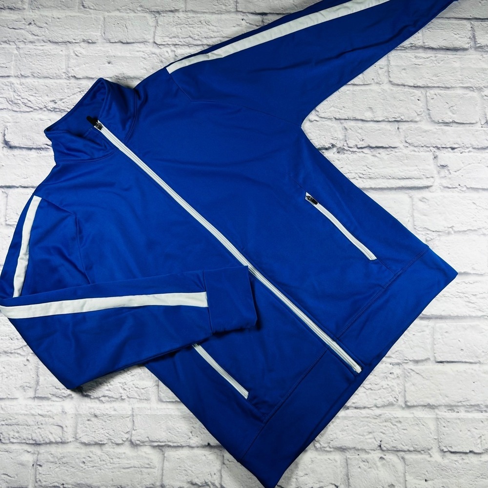 Holloway Womens Track Jacket Royal Blue White Stripe Full Zip Athletic Medium